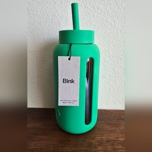 Green Glass Water Bottle 27 Ounces